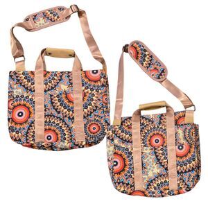 Multicolor boho print tote messenger bag adjustable strap everyday bag